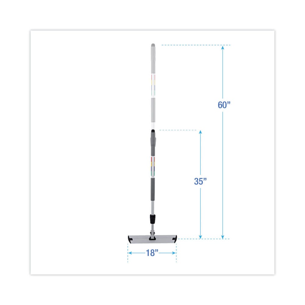 Microfiber Cleaning Kit, 18" Wide Blue/Green Microfiber Head, 35" to 60" Gray Aluminum Handle - Image 6