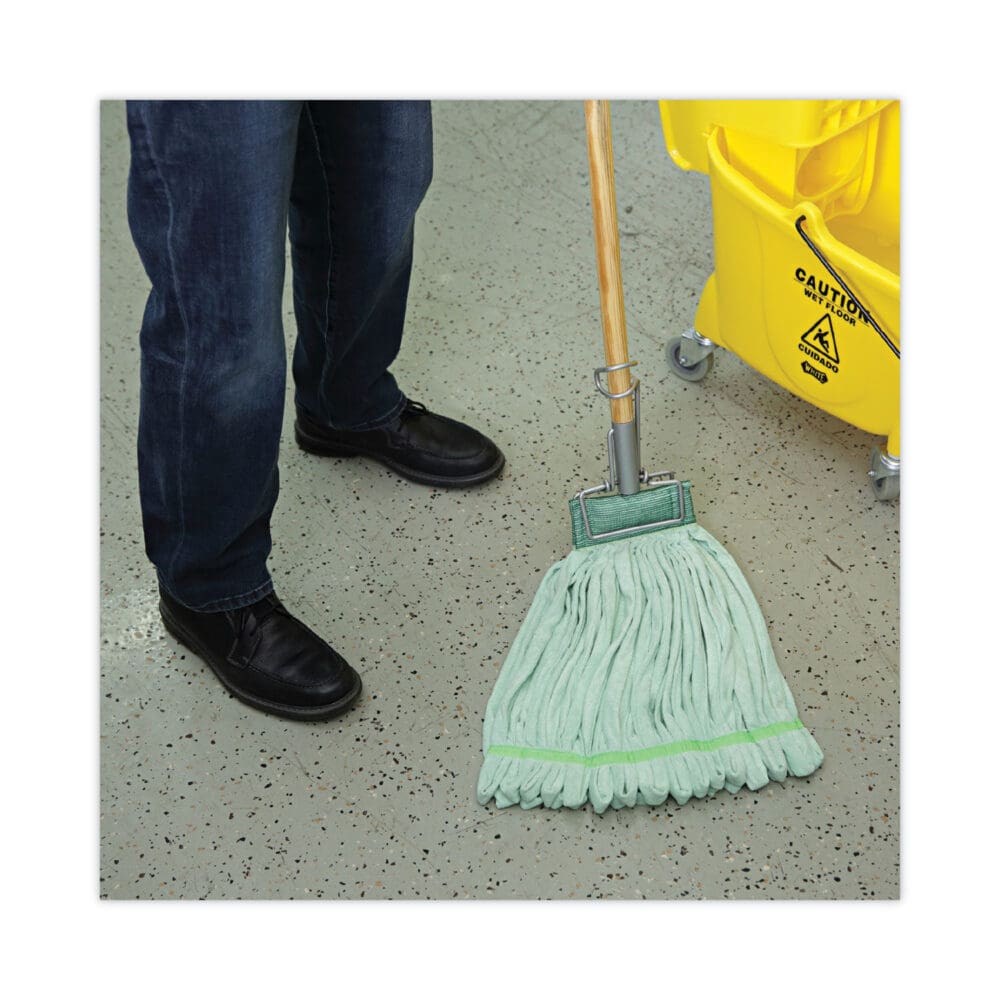 Microfiber Looped-End Wet Mop Head, Large, Green, 12/Carton - Image 4