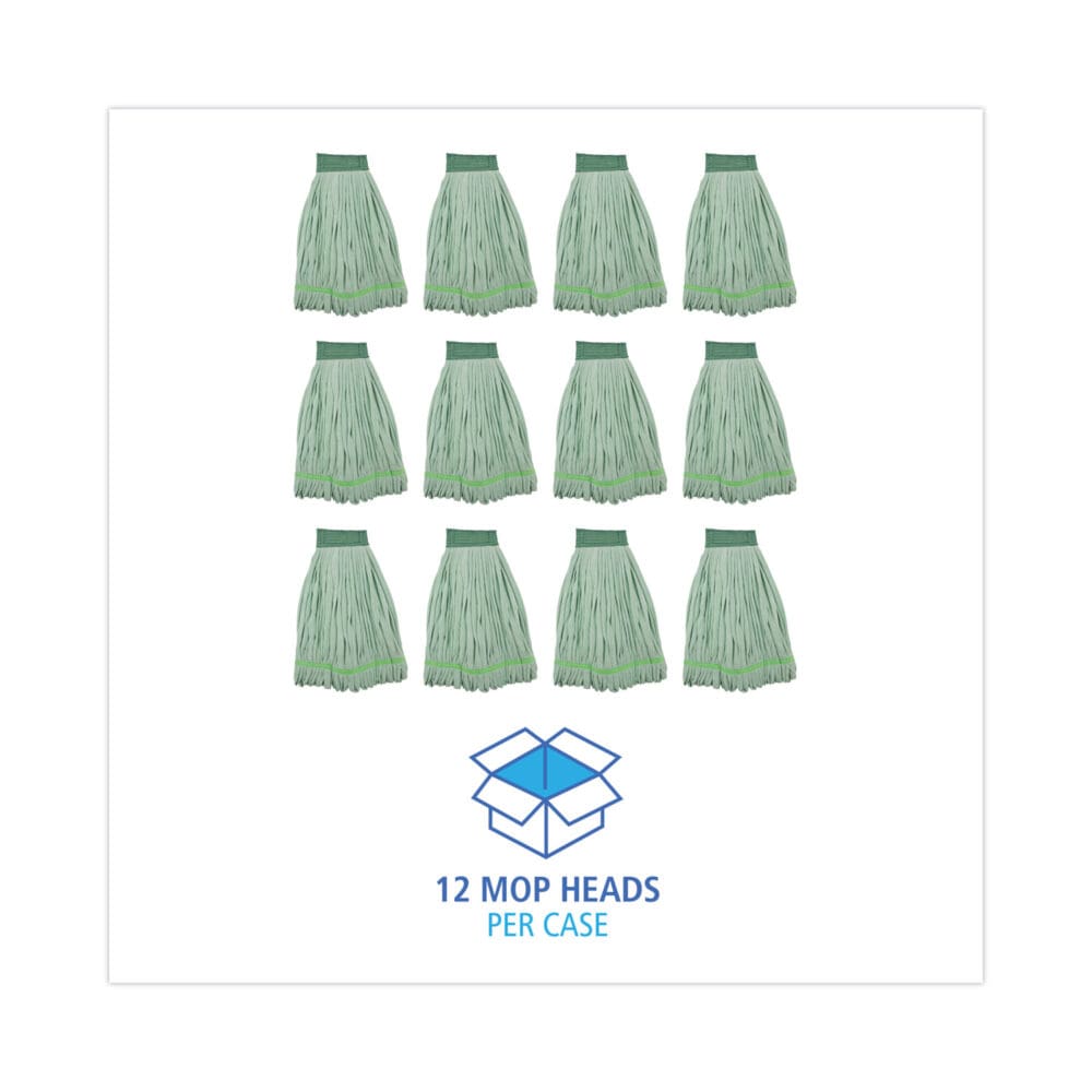 Microfiber Looped-End Wet Mop Head, Large, Green, 12/Carton - Image 7