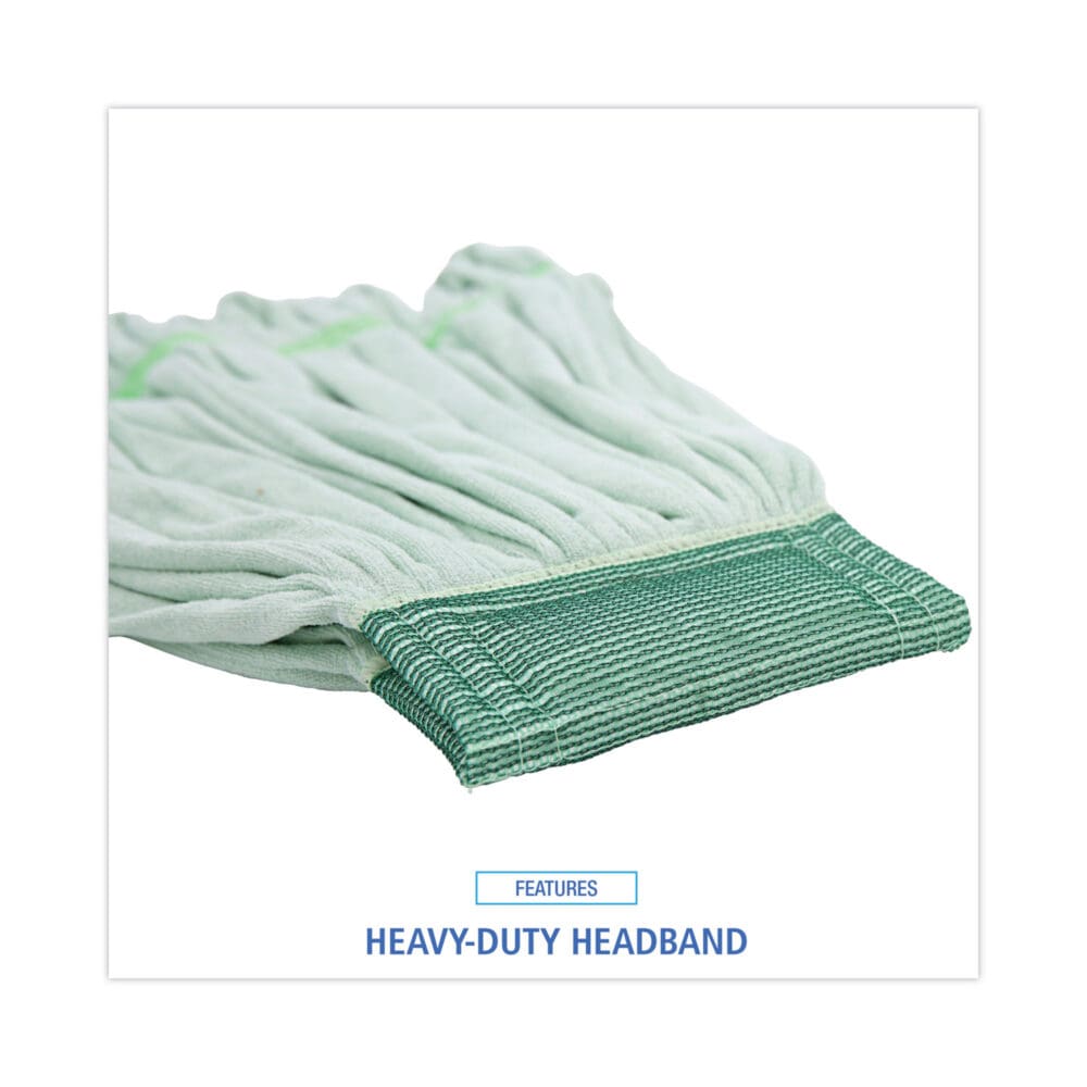 Microfiber Looped-End Wet Mop Heads, Medium, Green, 12/Carton - Image 5