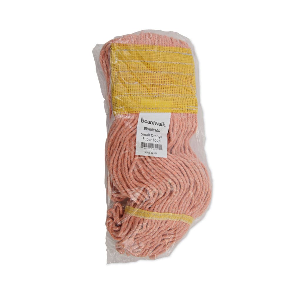 Super Loop Wet Mop Head, Cotton/Synthetic Fiber, 5" Headband, Small Size, Orange, 12/Carton - Image 6