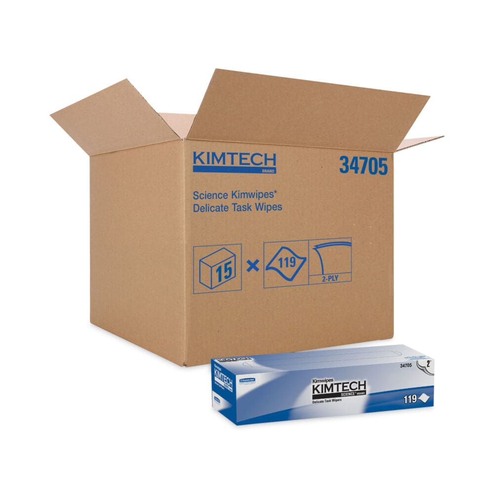 Kimwipes Delicate Task Wipers, 2-Ply, 11.8 x 11.8, Unscented, White, 120/Box, 15 Boxes/Carton - Image 4
