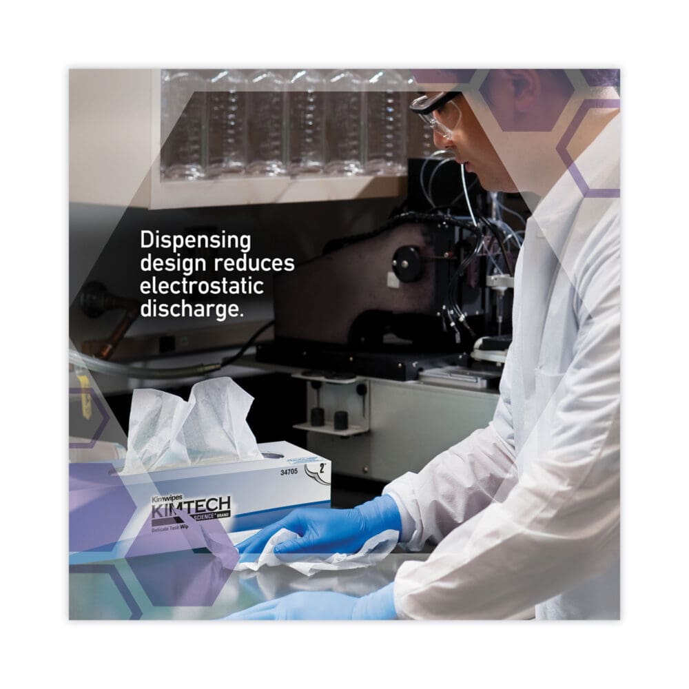 Kimwipes Delicate Task Wipers, 3-Ply, 11.8 x 11.8, Unscented, White, 100/Box, 15 Boxes/Carton - Image 5