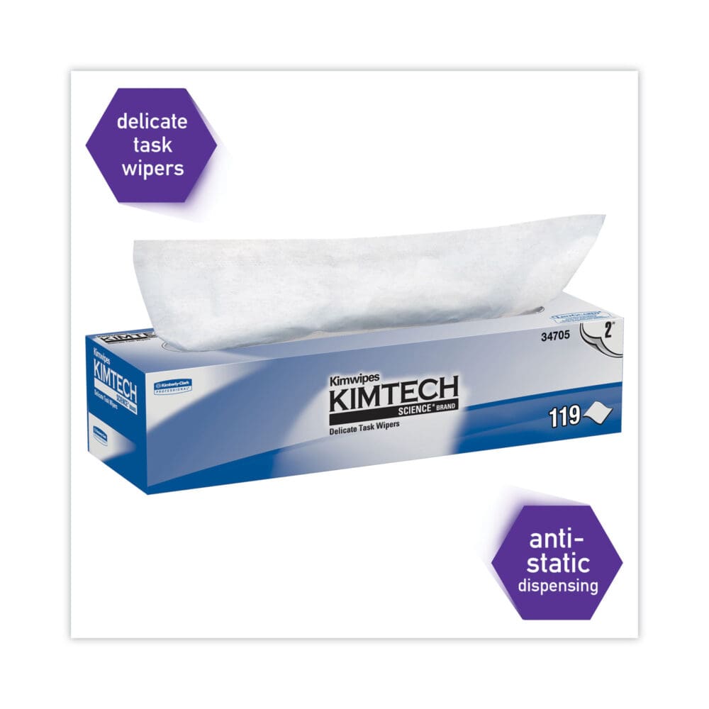 Kimwipes Delicate Task Wipers, 2-Ply, 11.8 x 11.8, Unscented, White, 120/Box, 15 Boxes/Carton - Image 5