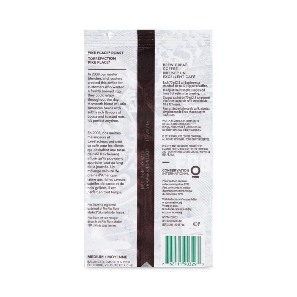 Coffee, Pike Place, 2.7 oz Packet, 72/Carton - Image 3