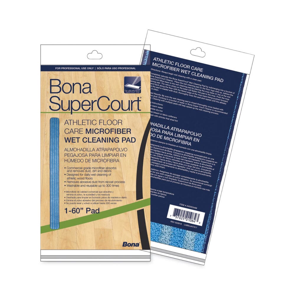 SuperCourt Athletic Floor Care Microfiber Wet Tacking Pad, 60", Light/Dark Blue - Image 2