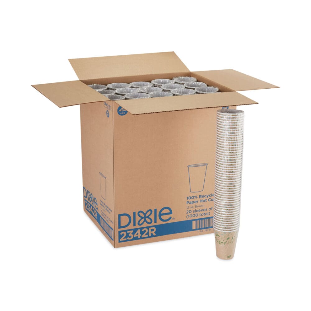 EcoSmart Recycled Fiber Hot/Cold Cups, 12 oz, Kraft/Green, 50/Sleeve, 20 Sleeves/Carton - Image 7