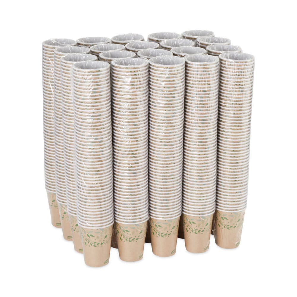 EcoSmart Recycled Fiber Hot/Cold Cups, 12 oz, Kraft/Green, 50/Sleeve, 20 Sleeves/Carton - Image 3
