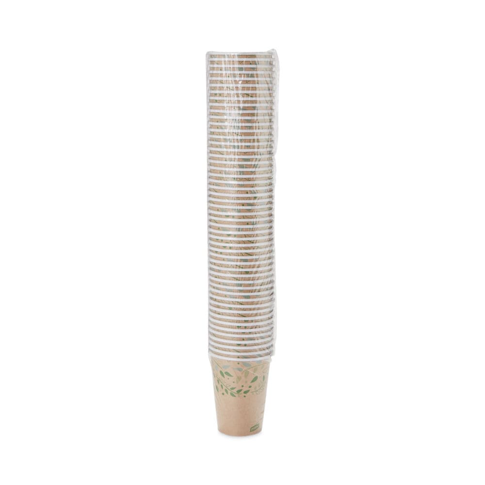 EcoSmart Recycled Fiber Hot/Cold Cups, 12 oz, Kraft/Green, 50/Sleeve, 20 Sleeves/Carton - Image 4