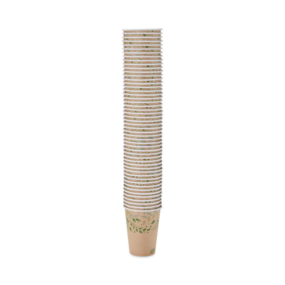 EcoSmart Recycled Fiber Hot/Cold Cups, 12 oz, Kraft/Green, 50/Sleeve, 20 Sleeves/Carton - Image 5