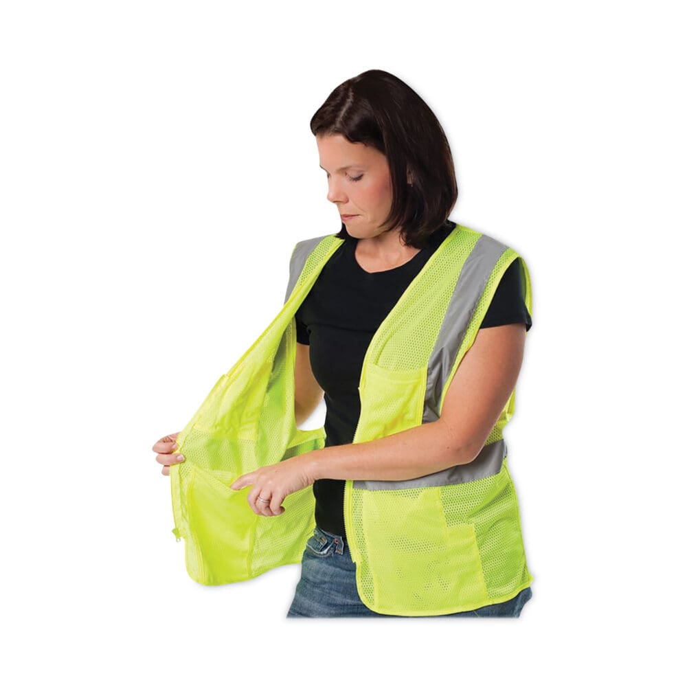ANSI Class 2 Four Pocket Zipper Safety Vest, Polyester Mesh, 2X-Large, Hi-Viz Lime Yellow - Image 5