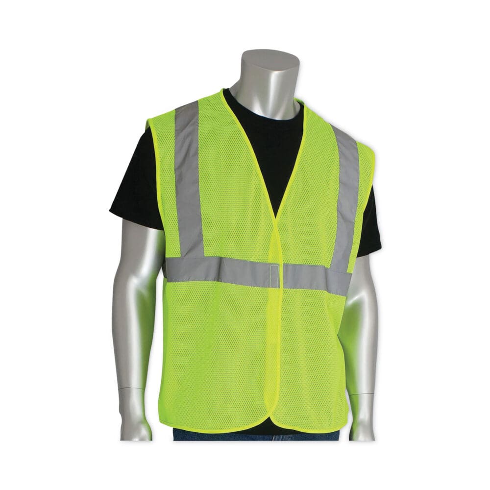 ANSI Class 2 Two-Pocket Zipper Mesh Safety Vest, 2X-Large, Hi-Viz Lime Yellow - Image 2