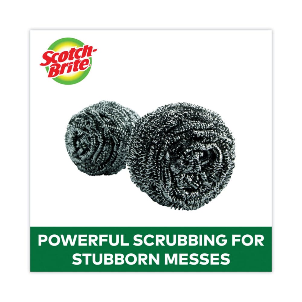 Metal Scrubbing Pads, 2.25 x 2.75, Silver, 3/Pack, 8 Packs/Carton - Image 2