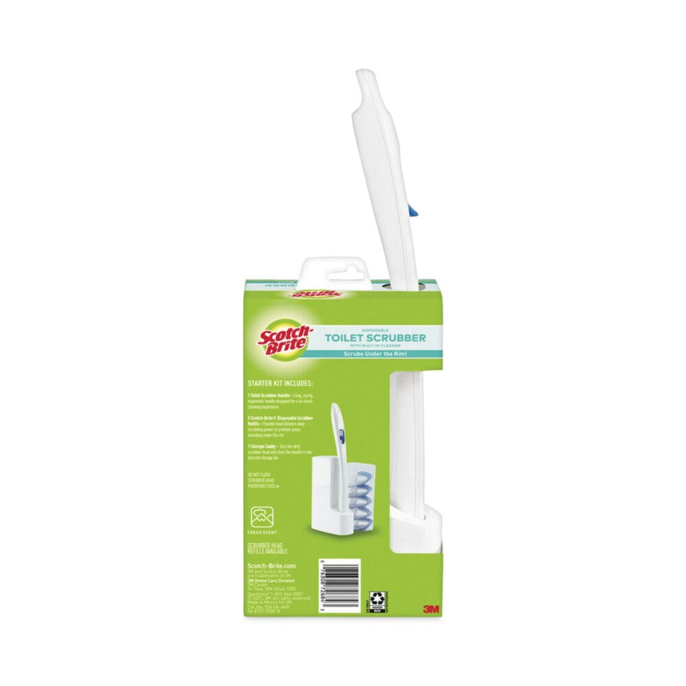 Toilet Scrubber Starter Kit, 1 Handle and 5 Scrubbers, White/Blue - Image 13