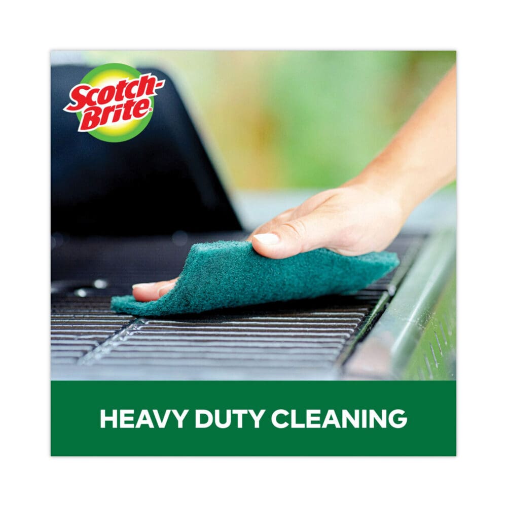 Heavy-Duty Scour Pad, 3.8 x 6, Green, 10/Carton - Image 6