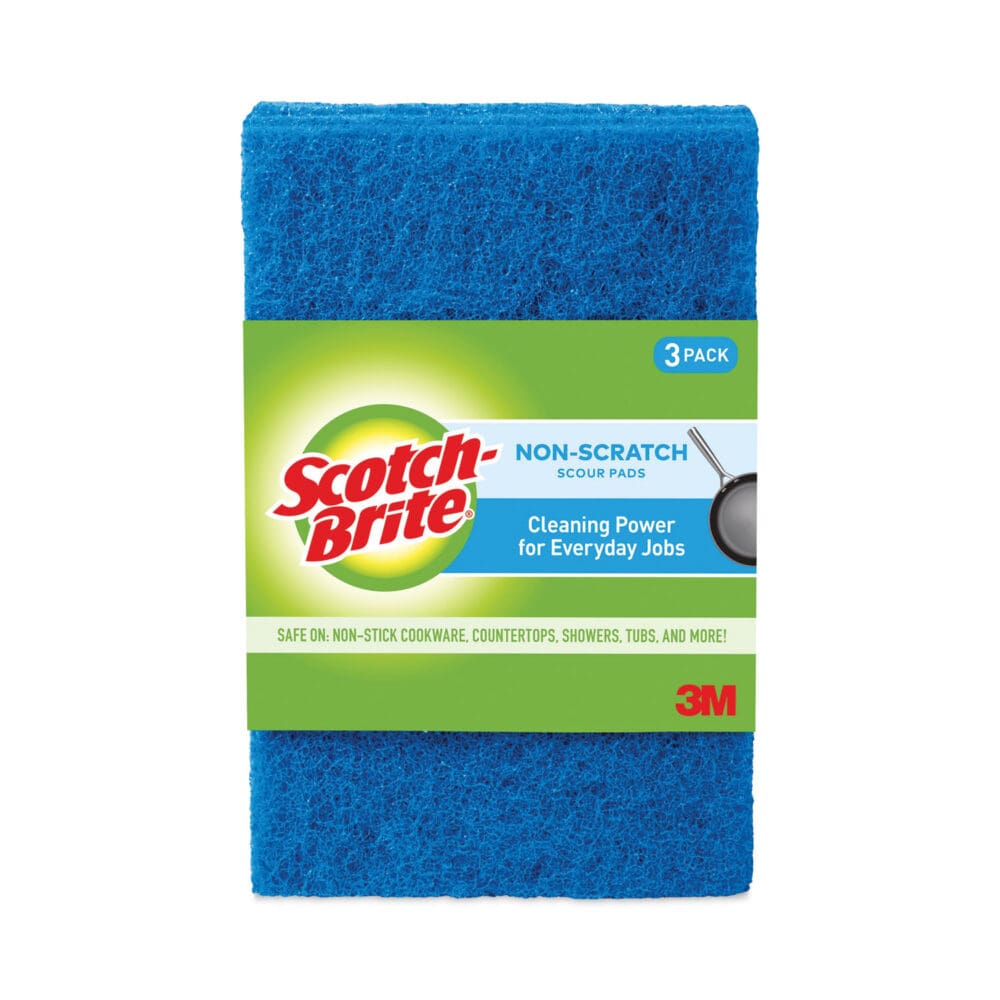 Non-Scratch Scour Pads, Size 3 x 6, Blue, 10/Carton - Image 13