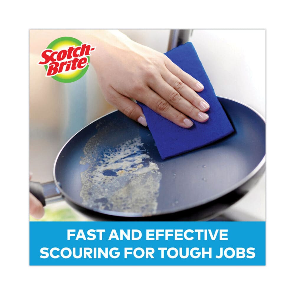 Non-Scratch Scour Pads, Size 3 x 6, Blue, 10/Carton - Image 4