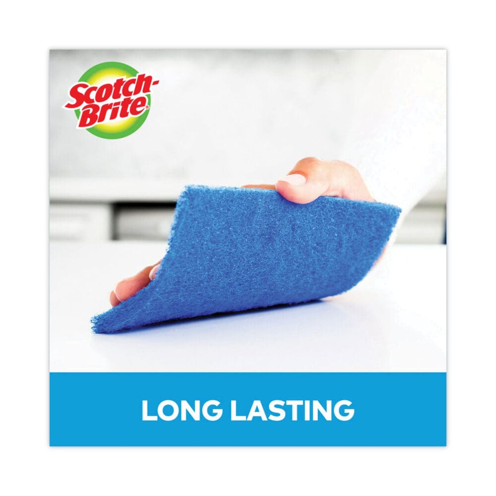 Non-Scratch Scour Pads, Size 3 x 6, Blue, 10/Carton - Image 6