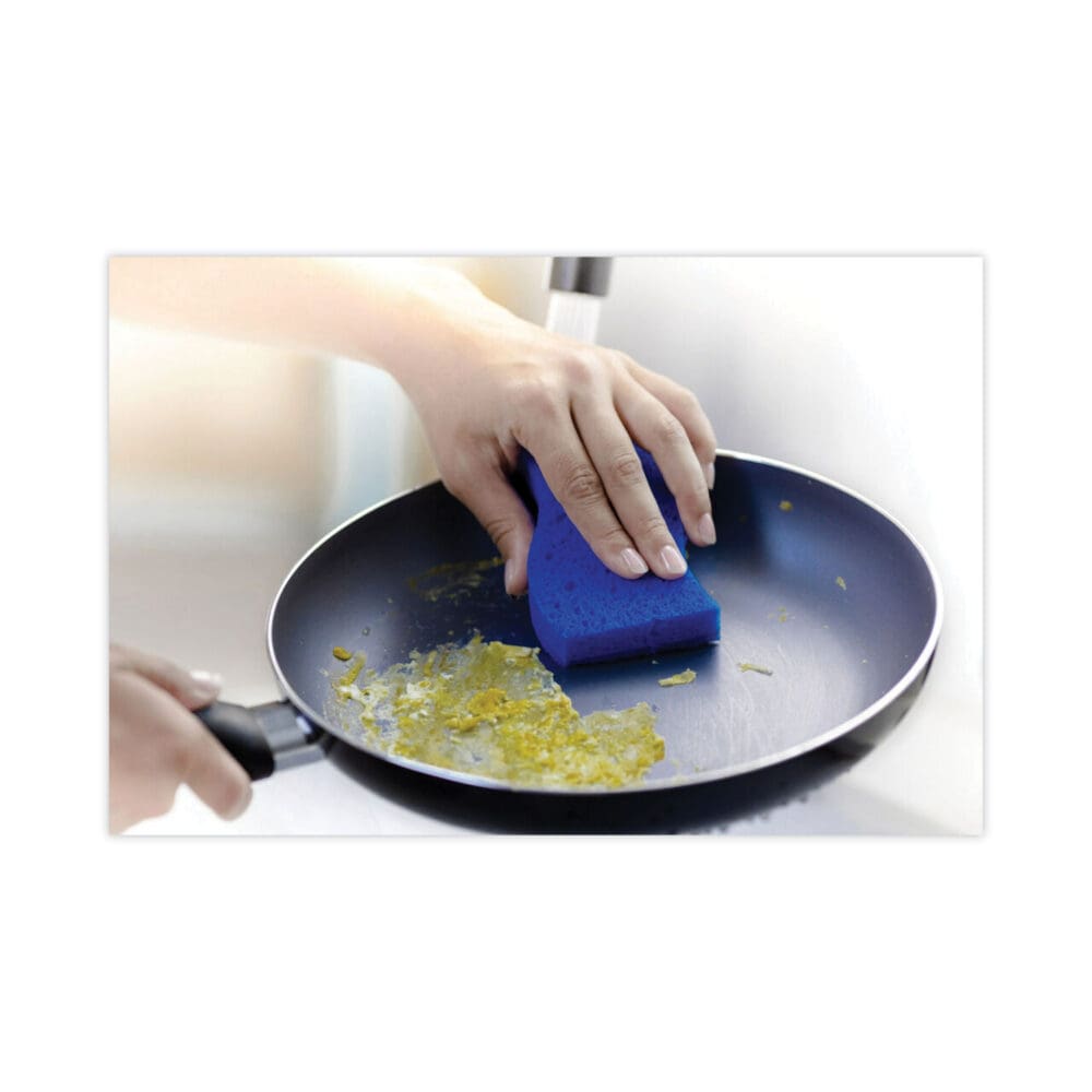 Non-Scratch Multi-Purpose Scrub Sponge, 4.4 x 2.6, 0.8" Thick, Blue, 3/Pack - Image 15