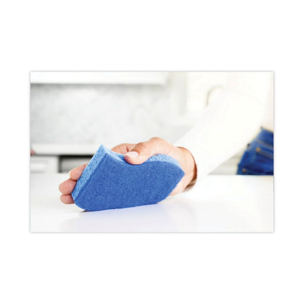 Non-Scratch Multi-Purpose Scrub Sponge, 4.4 x 2.6, 0.8" Thick, Blue, 3/Pack - Image 16