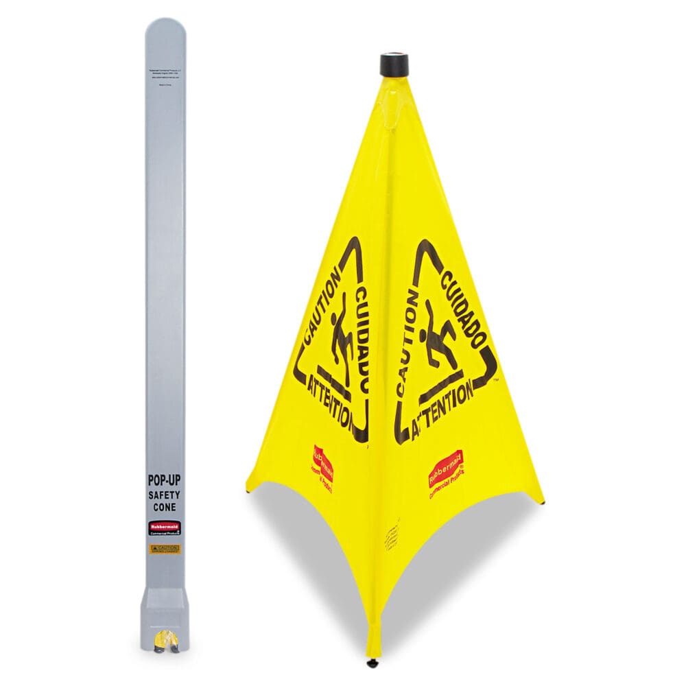 Multilingual Pop-Up Wet Floor Safety Cone, 21 x 21 x 30, Yellow - Image 5
