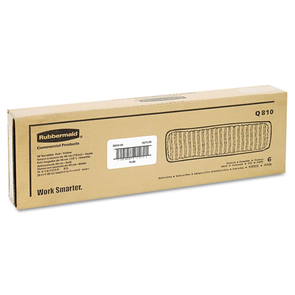 Microfiber Scrubber Pad, Vertical Polyprolene Stripes, 18", Yellow, 6/Carton - Image 4