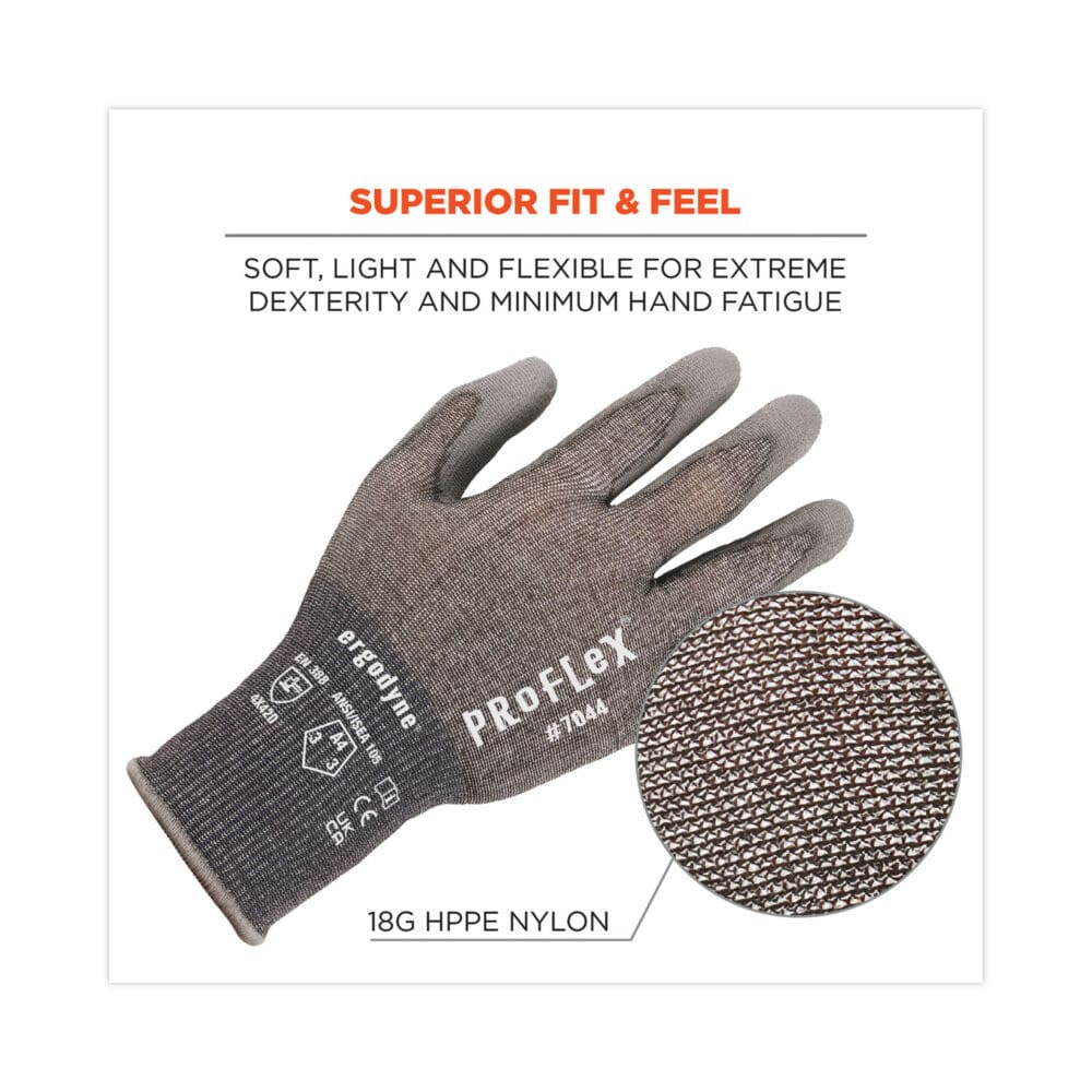 ProFlex 7044 ANSI A4 PU Coated CR Gloves, Gray, Small, Pair, Ships in 1-3 Business Days - Image 7