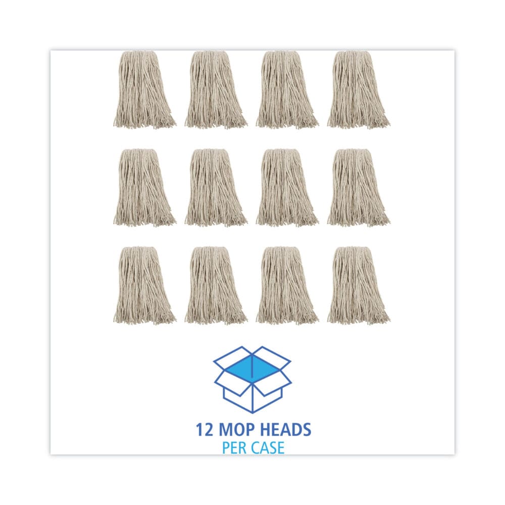 Premium Cut-End Wet Mop Heads, Cotton, 16oz, White, 12/Carton - Image 7