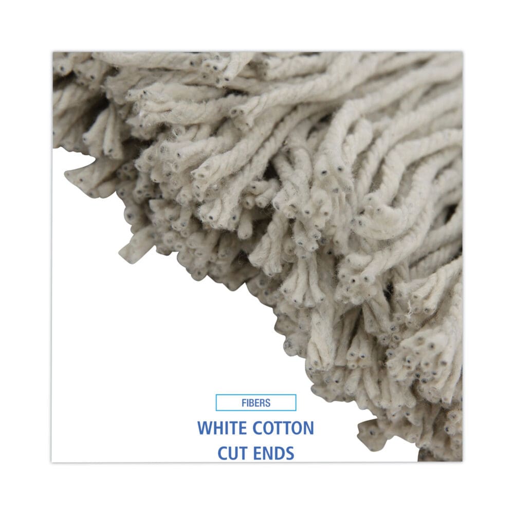 Premium Cut-End Wet Mop Heads, Cotton, 20oz, White, 12/Carton - Image 3