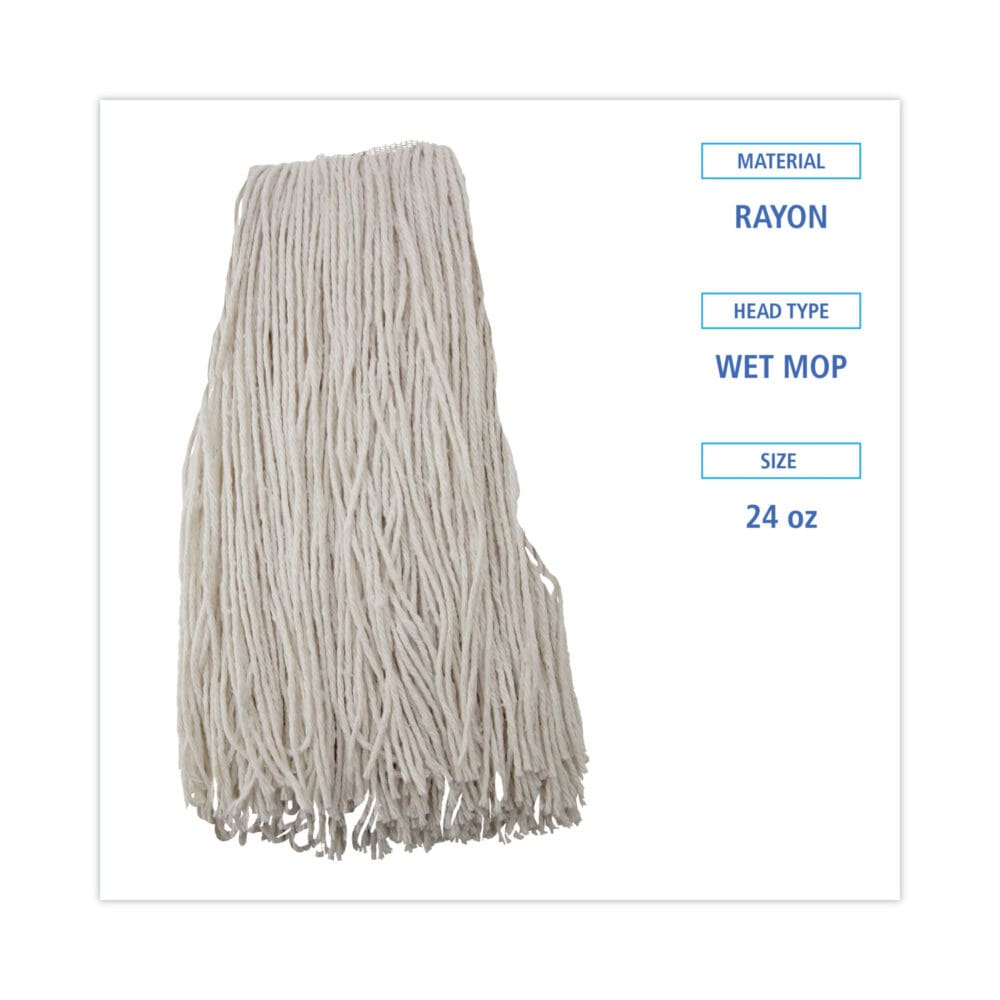 Premium Cut-End Wet Mop Heads, Rayon, 24oz, White, 12/Carton - Image 9