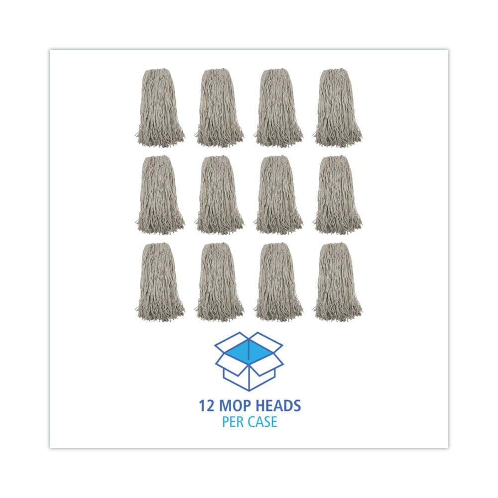 Mop Head, Premium Standard Head, Cotton Fiber, 32oz, White, 12/Carton - Image 7