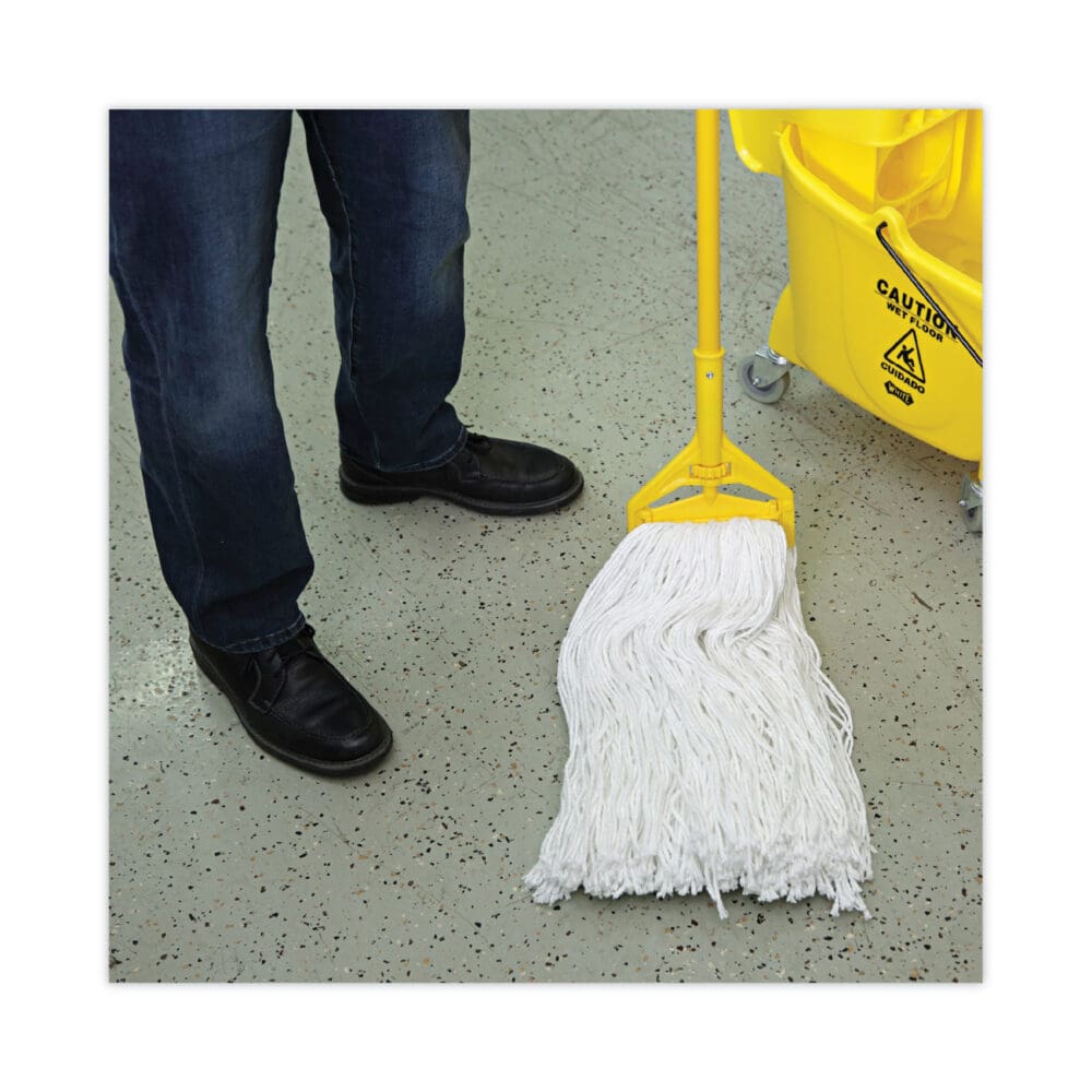Mop Head, Premium Standard Head, Rayon Fiber, 32oz, White, 12/Carton - Image 4
