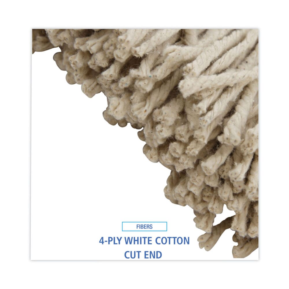 Mop Head, Premium Saddleback Head, Cotton Fiber, 24 oz, White, 12/Carton - Image 3