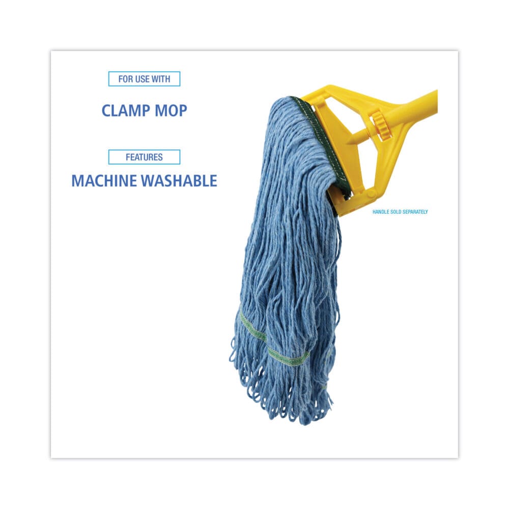 Mop Head, Premium Standard Head, Cotton/Rayon Fiber, Medium, Blue, 12/Carton - Image 2