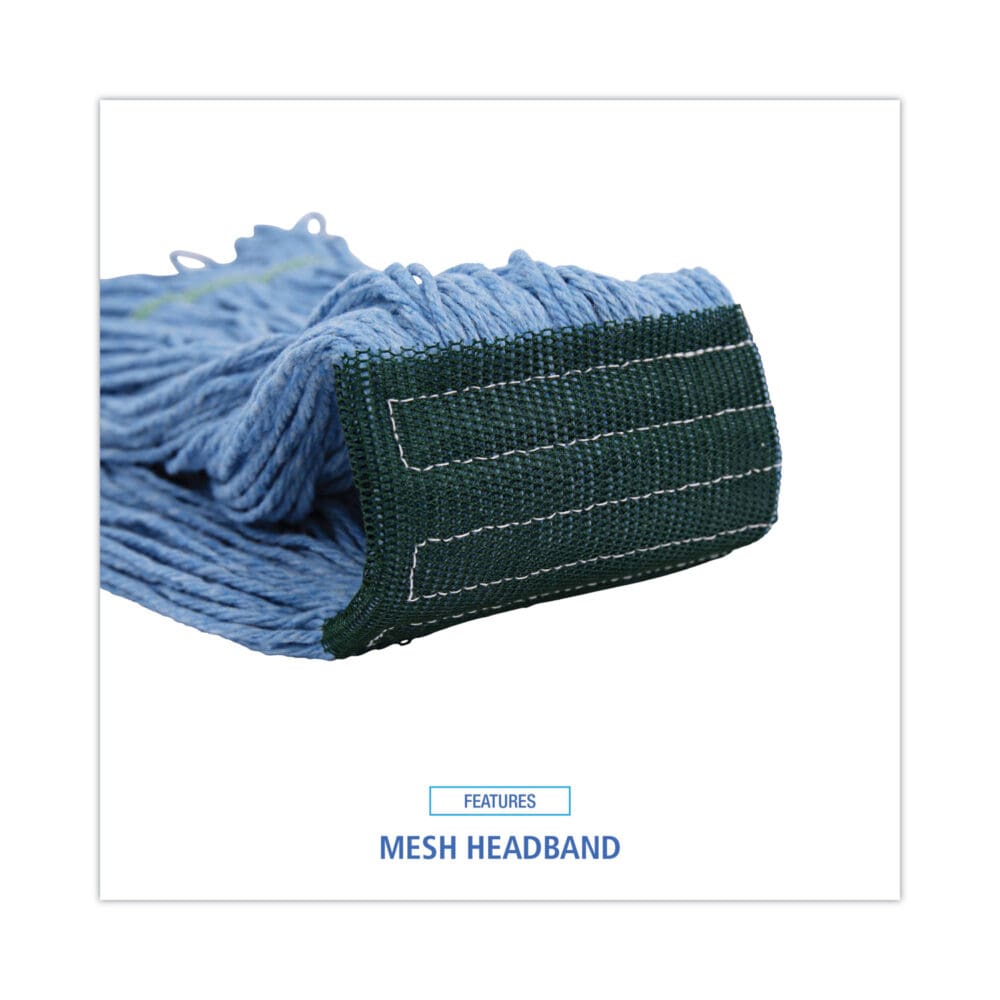 Mop Head, Premium Standard Head, Cotton/Rayon Fiber, Medium, Blue, 12/Carton - Image 5