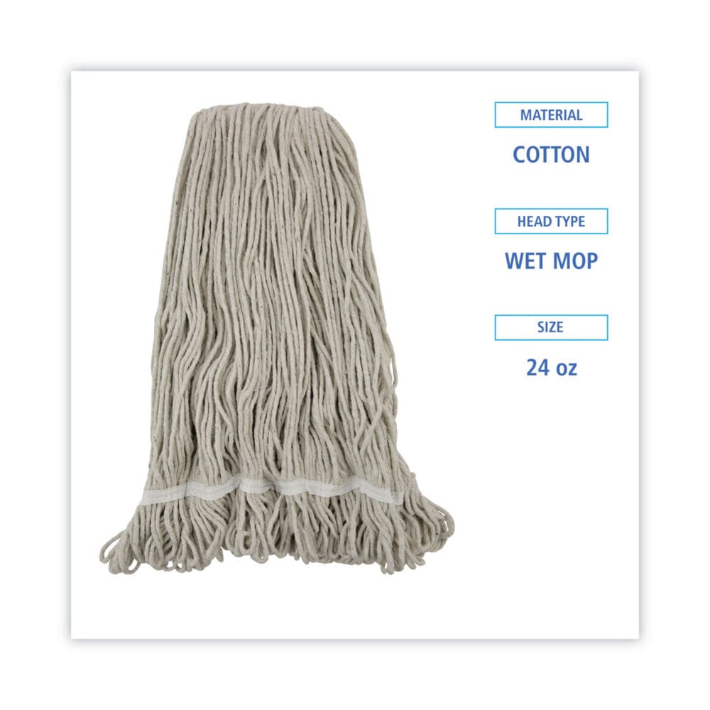Pro Loop Web/Tailband Wet Mop Head, Cotton, 24oz, White - Image 2