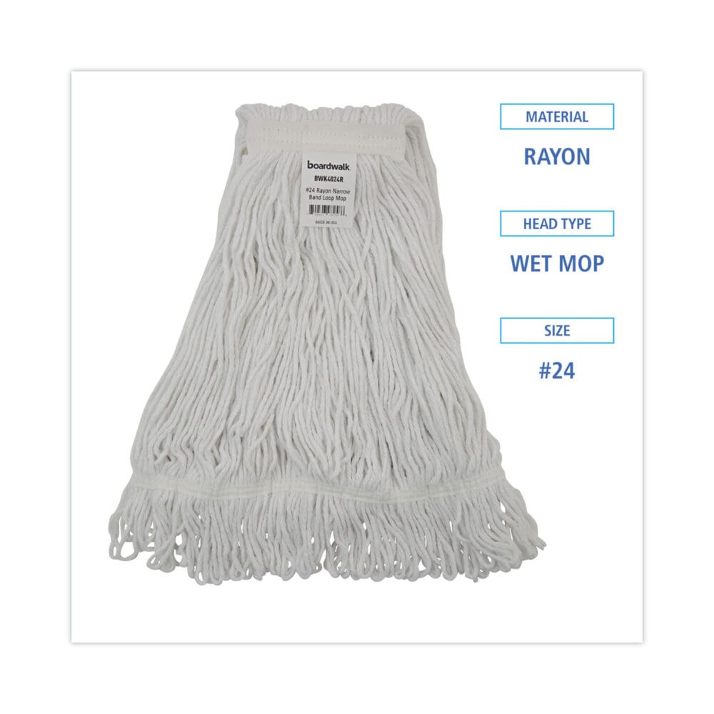 Pro Loop Web/Tailband Wet Mop Head, Rayon, #24 Size, White, 12/Carton - Image 8