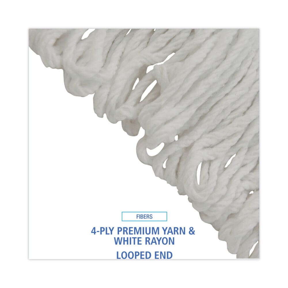 Pro Loop Web/Tailband Wet Mop Head, Rayon, #24 Size, White, 12/Carton - Image 3