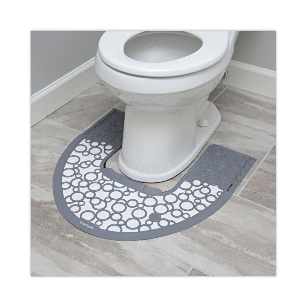 Commode Mat 2.0, Rubber, 22 x 22, Gray/White, 6/Carton - Image 4