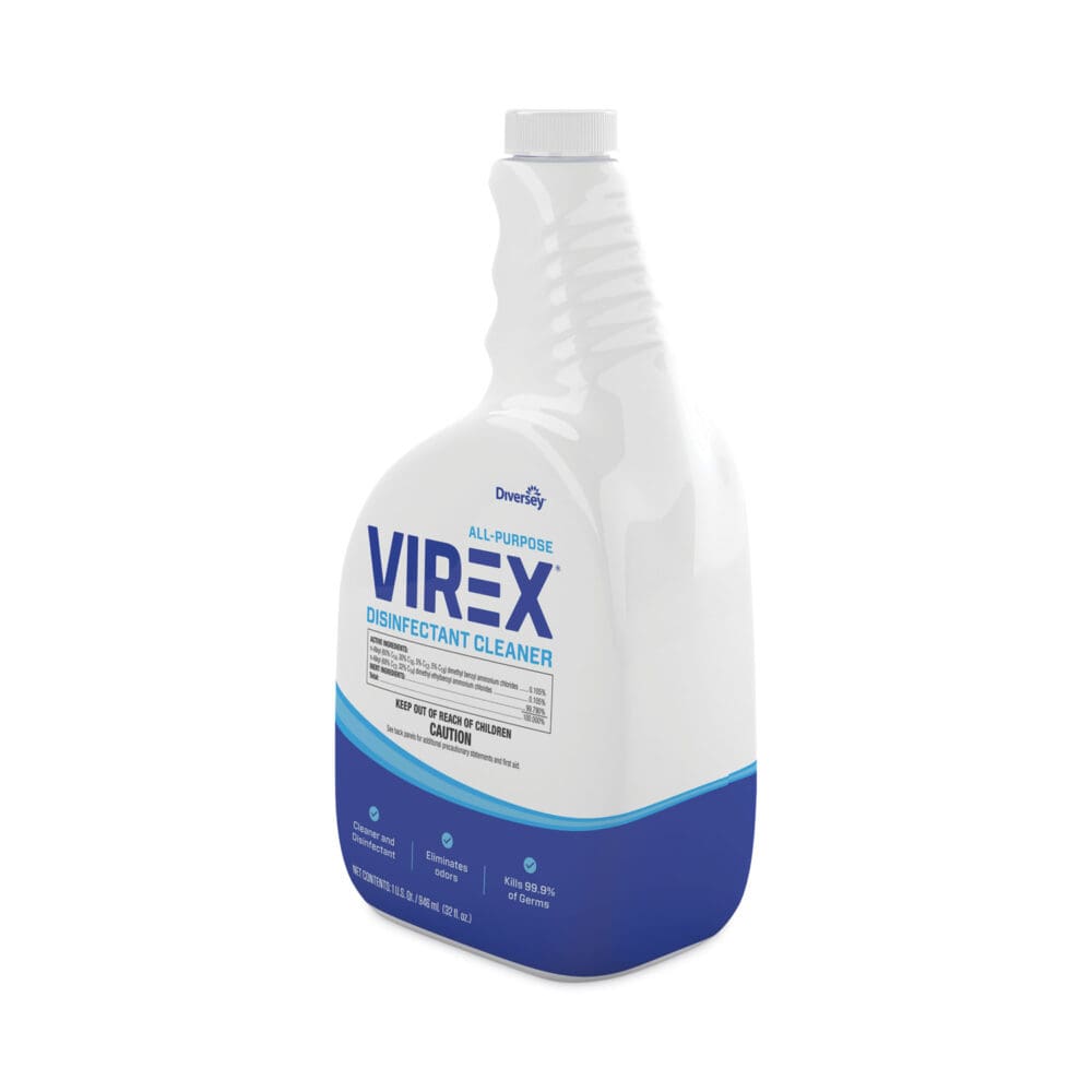 Virex All-Purpose Disinfectant Cleaner, Lemon Scent, 32 oz Spray Bottle, 4/Carton - Image 3