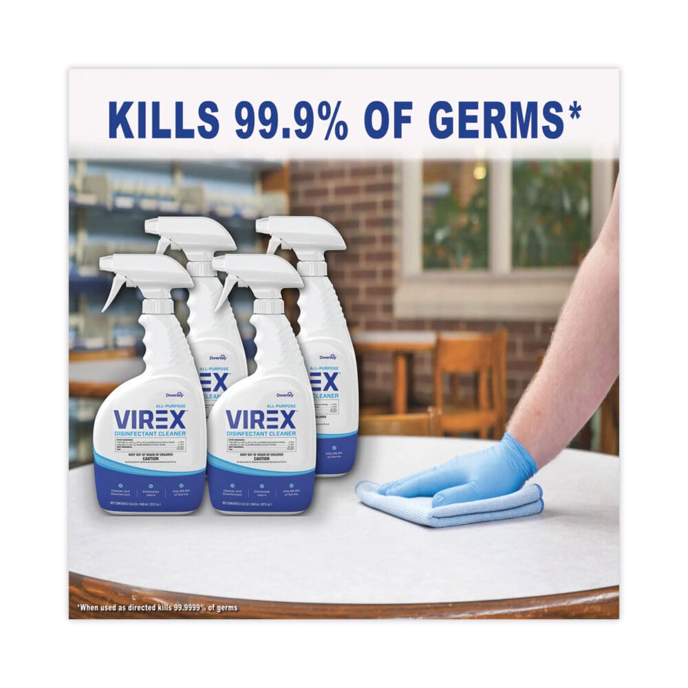 Virex All-Purpose Disinfectant Cleaner, Lemon Scent, 32 oz Spray Bottle, 4/Carton - Image 4