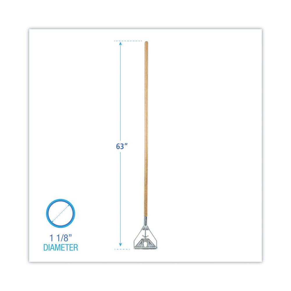 Screw Clamp Metal Head Wooden Mop Handle, #20+, 1.13" dia x 62", Natural - Image 6