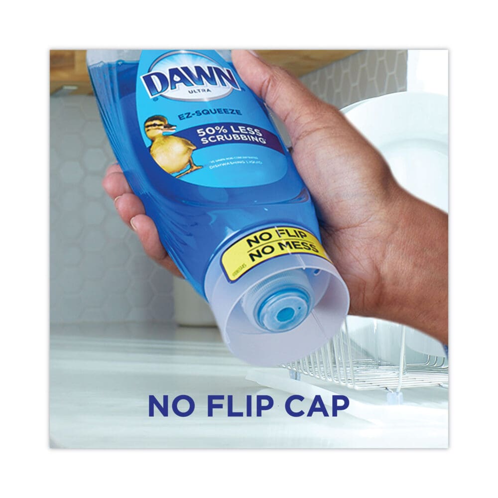 Ultra Liquid Dish Detergent, Dawn Original, Three 22 oz E-Z Squeeze Bottles, 2 Sponges - Image 2