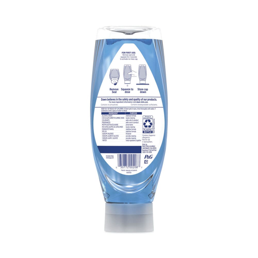 Ultra Liquid Dish Detergent, Dawn Original, Three 22 oz E-Z Squeeze Bottles, 2 Sponges - Image 4