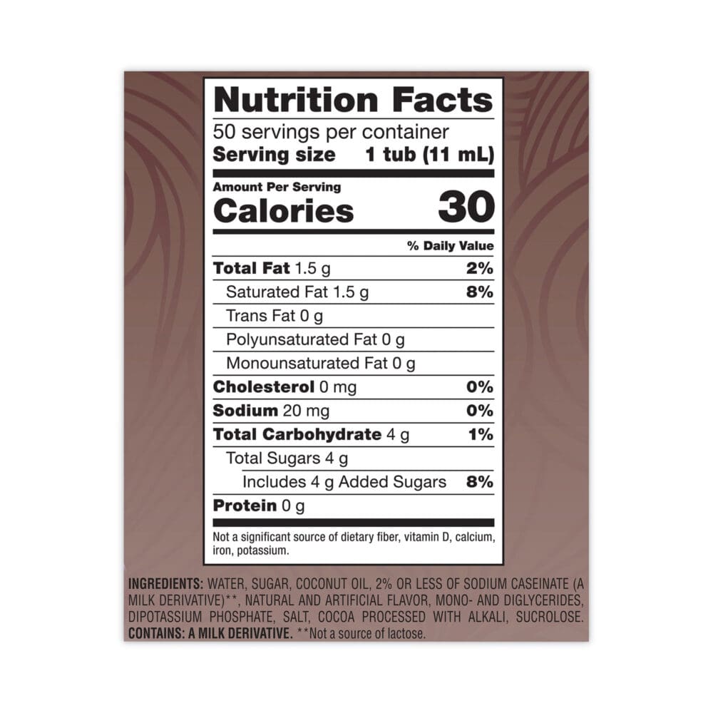 Liquid Coffee Creamer, Salted Caramel Chocolate, 0.38 oz Mini Cups, 50/Box, 4 Boxes/Carton, 200 Total/Carton - Image 3