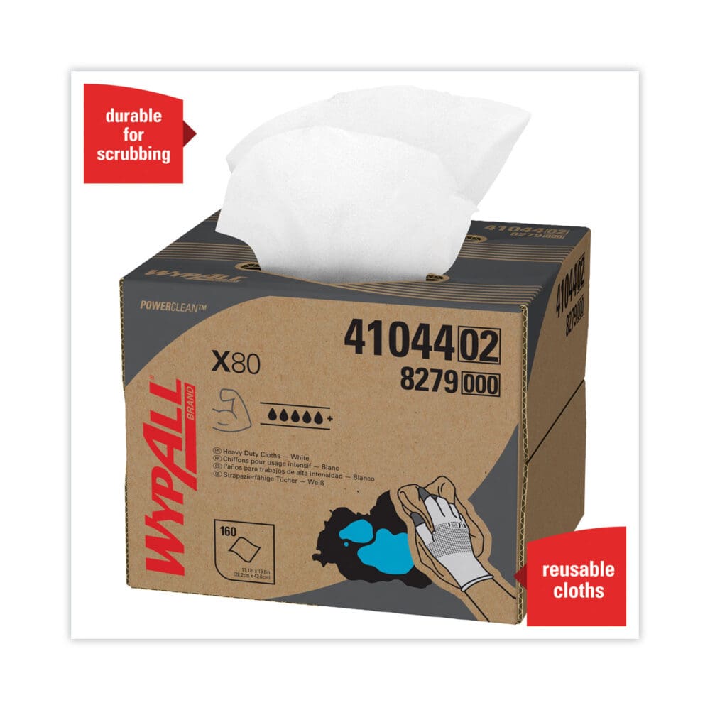 X80 Cloths, HYDROKNIT, BRAG Box, 11.1 x 16.8, White, 160/Carton - Image 4