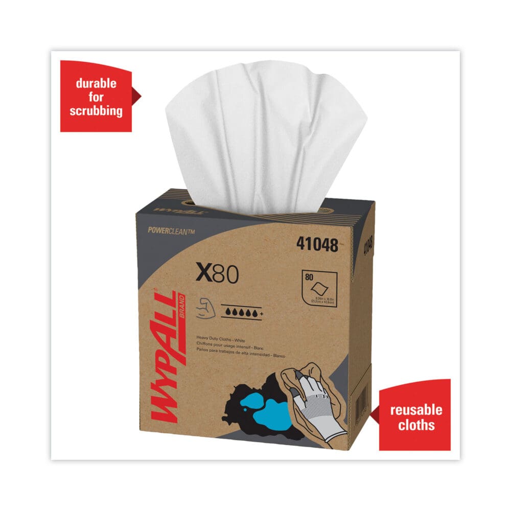 X80 Cloths, HYDROKNIT, POP-UP Box, 8.34 x 16.8, White, 80/Box, 5 Boxes/Carton - Image 4