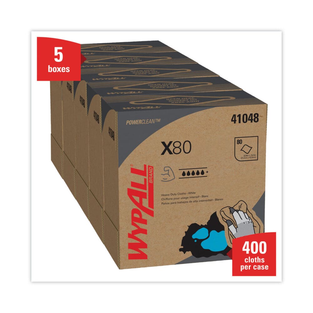 X80 Cloths, HYDROKNIT, POP-UP Box, 8.34 x 16.8, White, 80/Box, 5 Boxes/Carton - Image 6