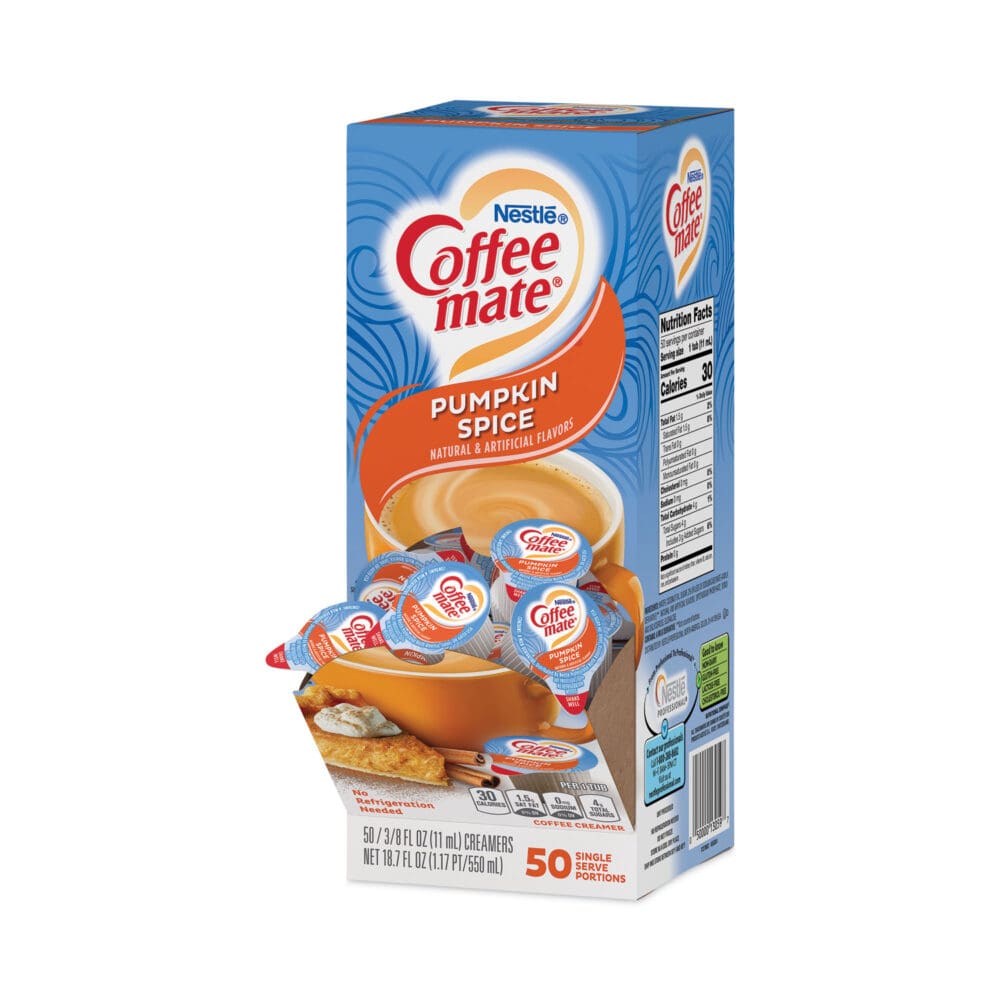 Liquid Coffee Creamer, Pumpkin Spice, 0.38 oz Mini Cups, 50/Box, 4 Boxes/Carton, 200 Total/Carton - Image 7