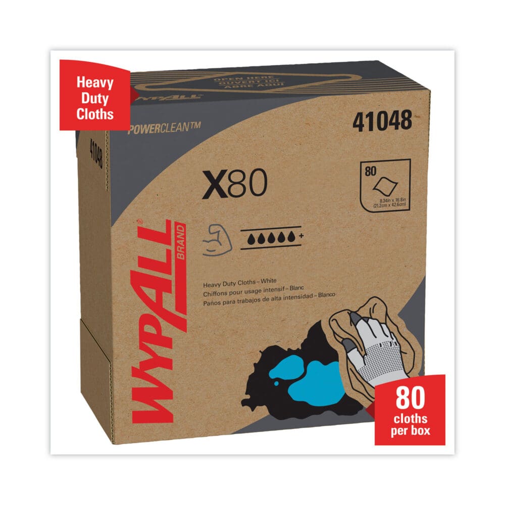 X80 Cloths, HYDROKNIT, POP-UP Box, 8.34 x 16.8, White, 80/Box, 5 Boxes/Carton - Image 2
